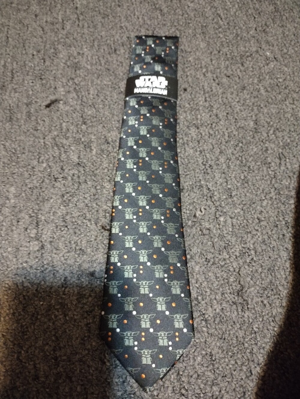 Star Wars The Mandalorian The Child Pattern Men's Black Silk Tie